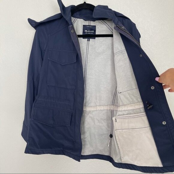 Madewell Fieldwalk Navy Blue Hooded Winter Jacket Women's Size Small S - Picture 4 of 12